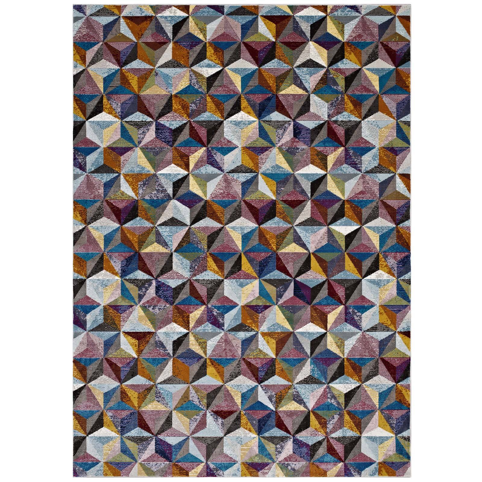 Angle. Modway - Arisa Geometric Hexagon Mosaic Area Rug - Multicolored.