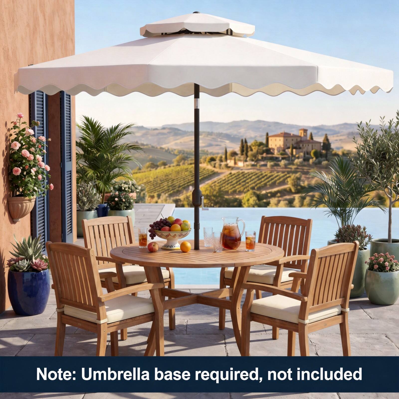 Note: Umbrella base required, not included