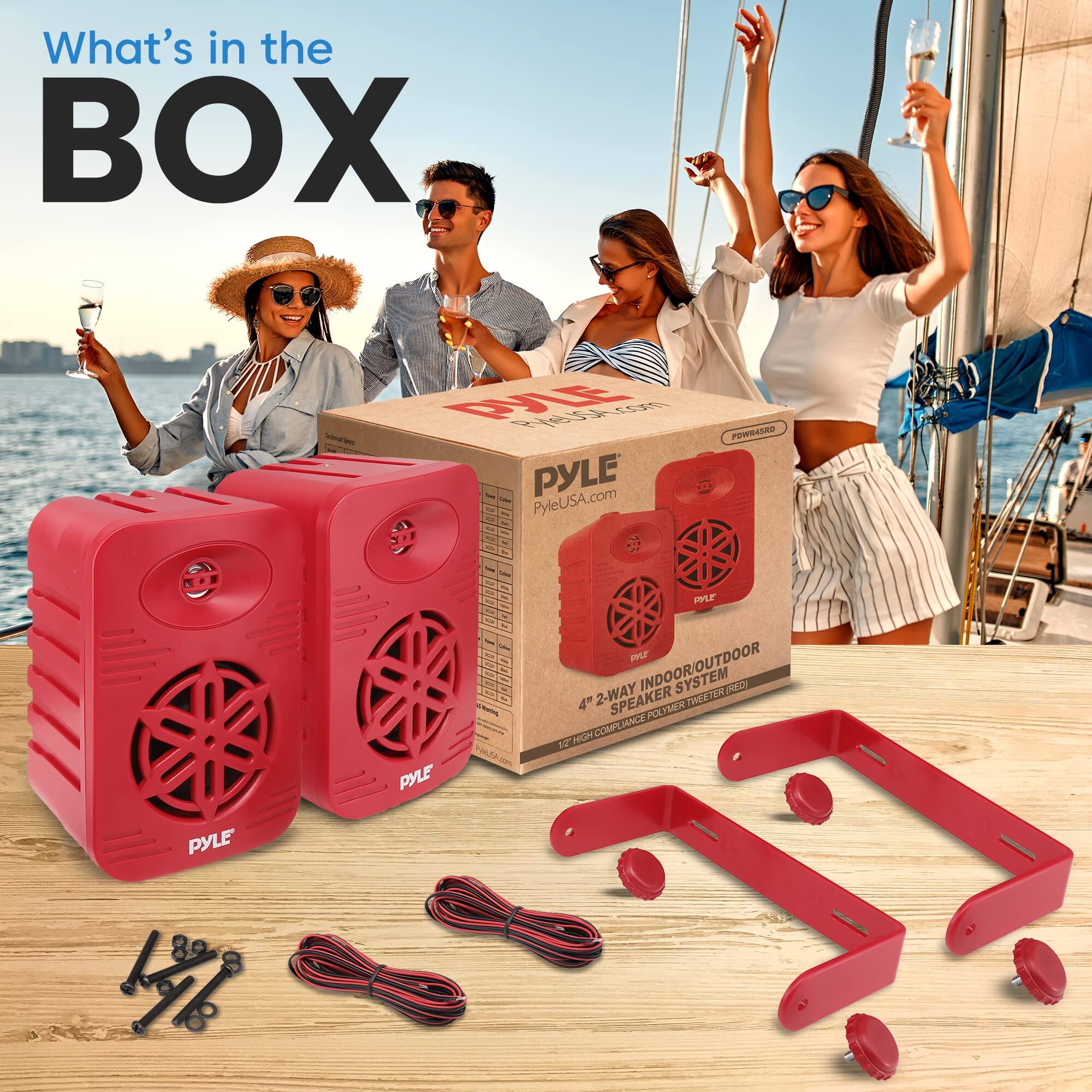 What's in the BOX: Pyle PyleUSA.com 20000 - 1710000 INDOOR/OUTDOOR SYSTEM 4 2-WAY SPEAKER TRENK POL JANCE MGRY LOMPS 10 - PYLE PYLE