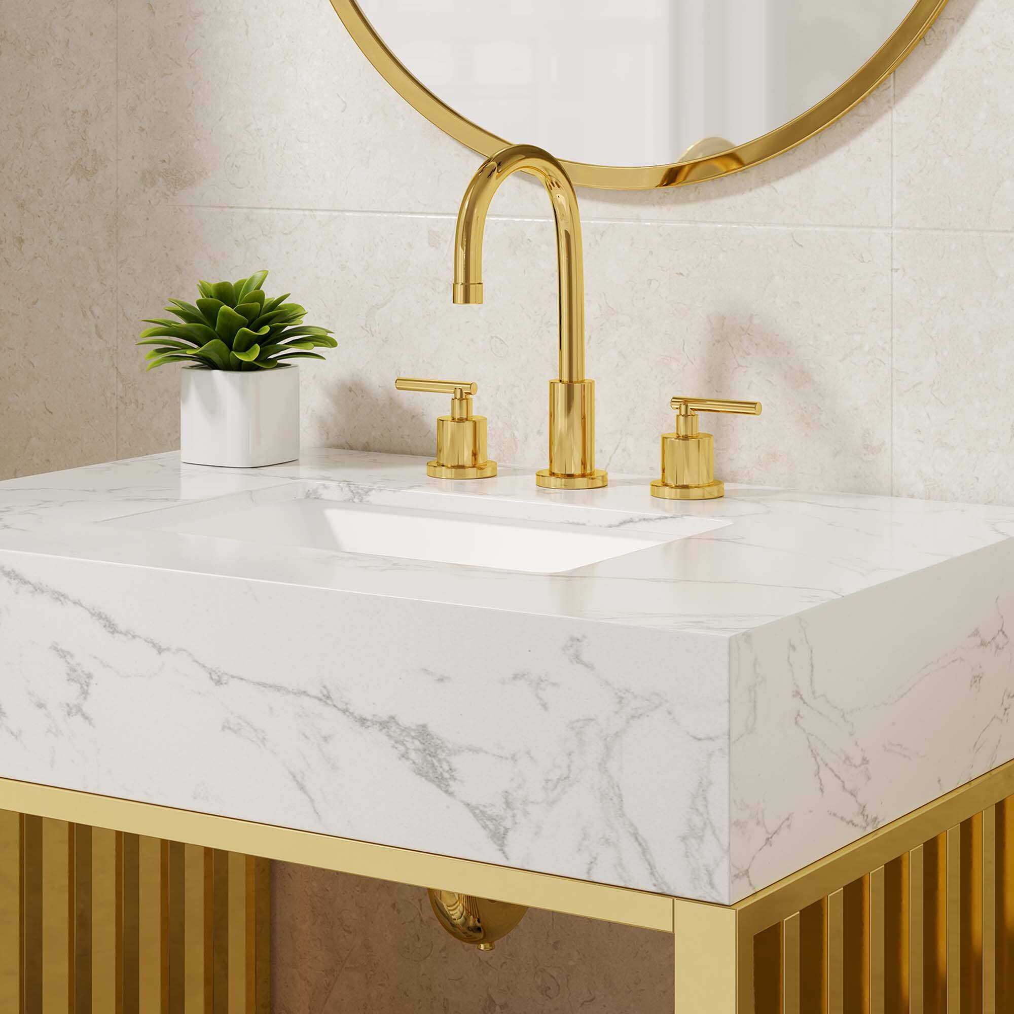 Back. Modway - Gridiron Bathroom Vanity Basin Included by Modway - White Gold.