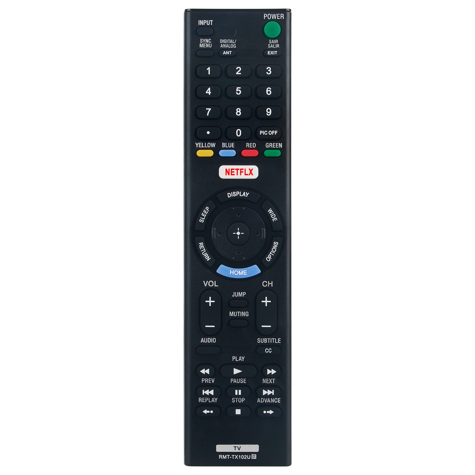 ZdalaMit - New RMT-TX102U Replacement Remote Control fit for Sony Bravia TV - Black