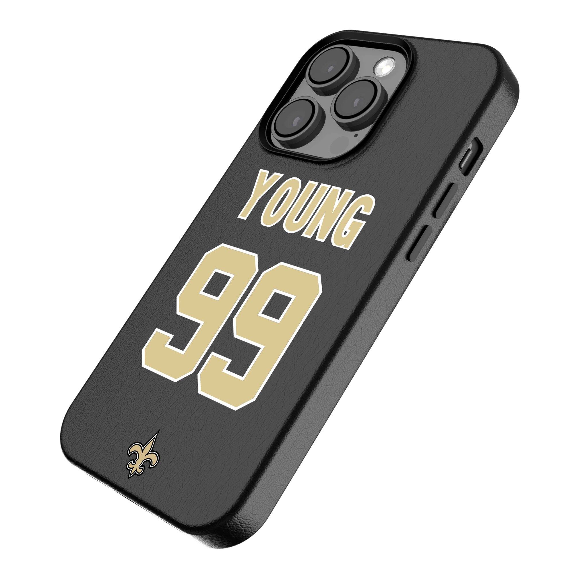 Alt View 1. Keyscaper - Chase Young-Black New Orleans Saints iPhone Magnetic Bump Case - 15 - Black.