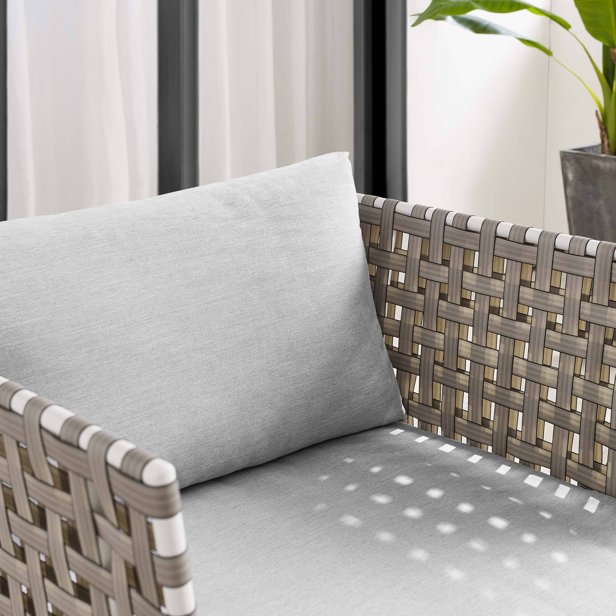 Left. Modway - Harmony Sunbrella® Basket Weave Outdoor Patio Aluminum Armchair by Modway - Tan Gray.