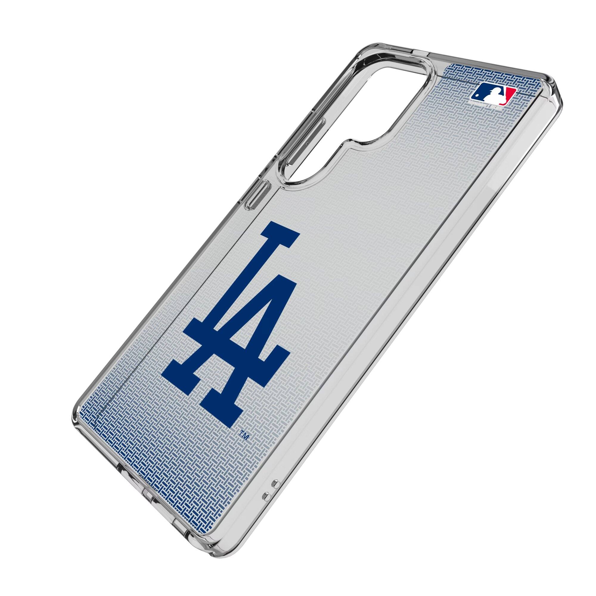 Alt View 1. Keyscaper - Los Angeles Dodgers Linen Logo Galaxy Clear Case - S25 - Multicolor.