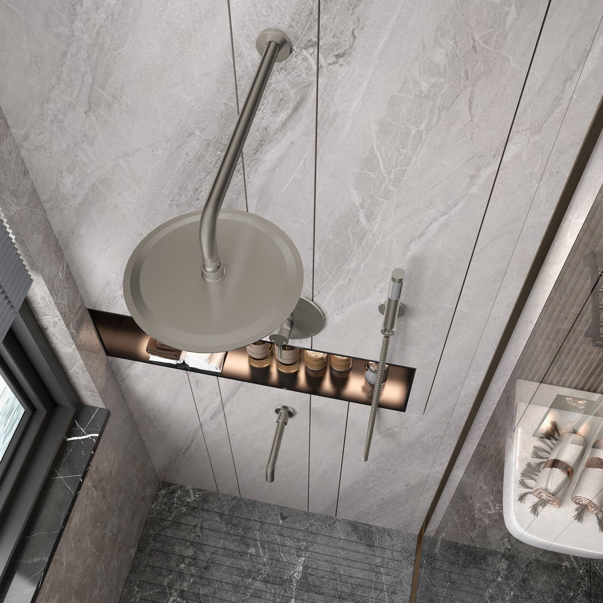 Alt View 8. Boyel Living - Wall Mount Single Handle 1-Spray Tub and Shower Faucet 1.8 GPM in Brushed Nickel Pressure Balance Valve Included - Brushed Nickel.