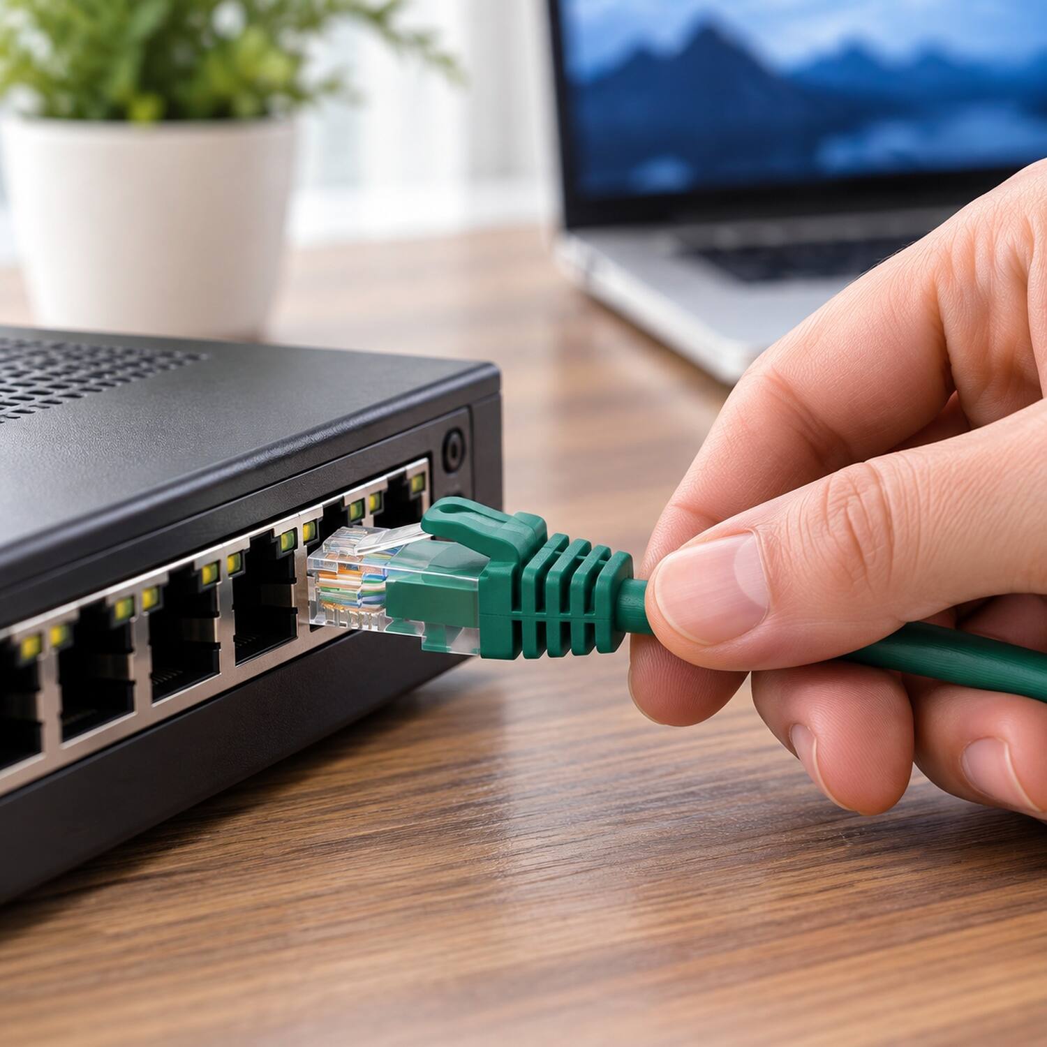 Back. Sanoxy - SANOXY Cables and Adapters; 1ft Cat6a 600 MHz UTP Snagless Ethernet Network Patch Cable, Green - Green.