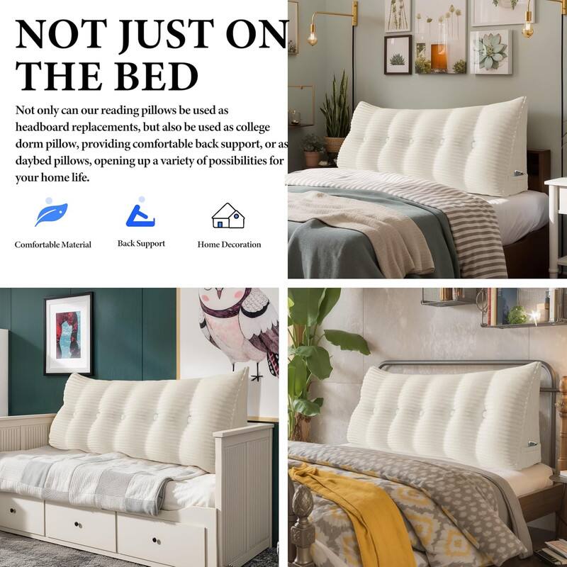 Not just on the bed. Not only can our reading pillows be used as headboard replacements, but they can also be used as college dorm pillows, providing comfortable back support, or as daybed pillows, opening up a variety of possibilities for your home life. Comfortable Material, Back Support, Home Decoration.