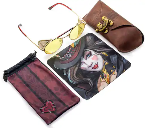 Front. GUNNAR - GUNNAR - Borderlands Moxxi Computer Glasses with Blue Light Reduction, Amber Lenses - Jackpot Gold.