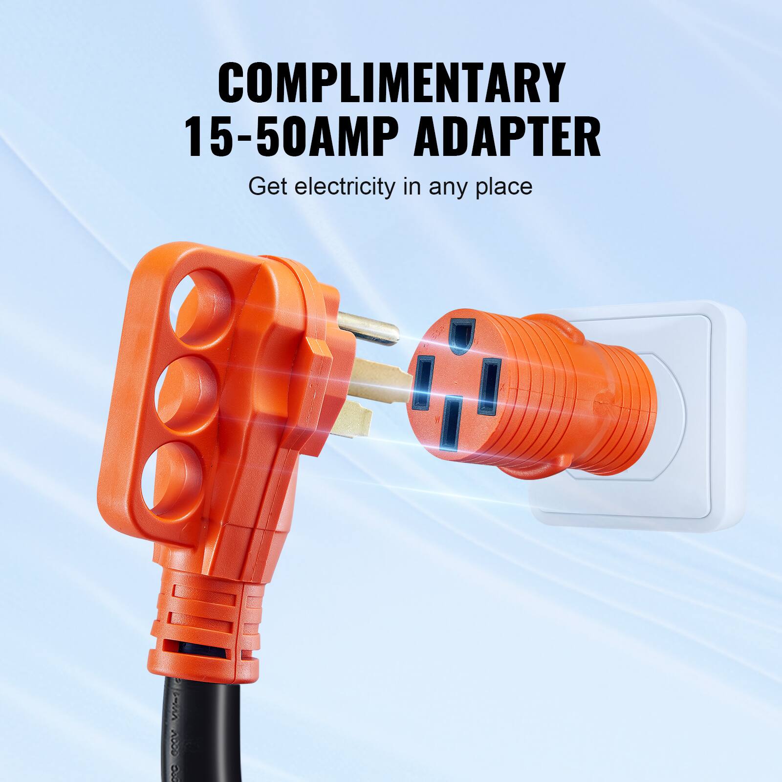 COMPLIMENTARY 15-50AMP ADAPTER Get electricity in any place W A000 &
