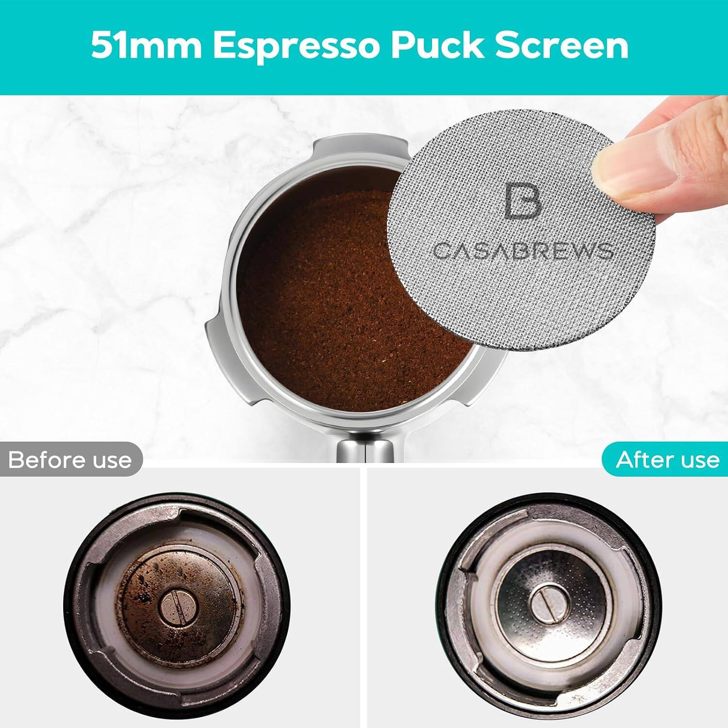 51mm Espresso Puck Screen

B CASABREWS

Before use

After use