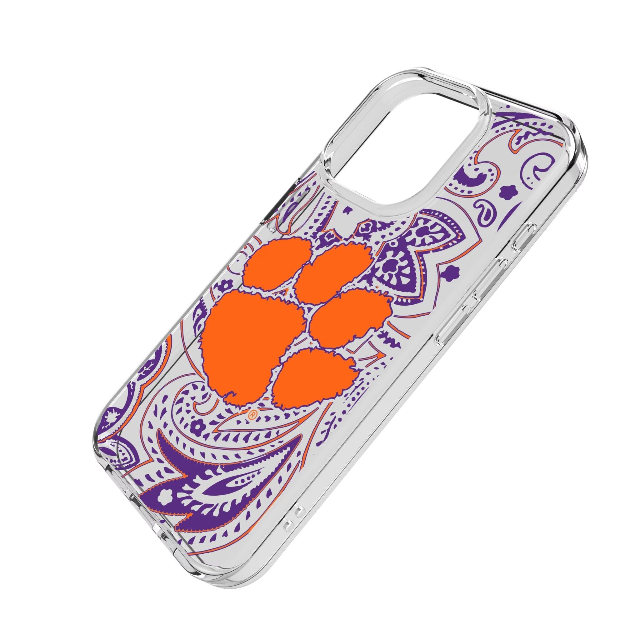 Alt View 1. Keyscaper - Clemson Tigers Paisley iPhone Clear Case - 15 Pro Max - Multicolor.