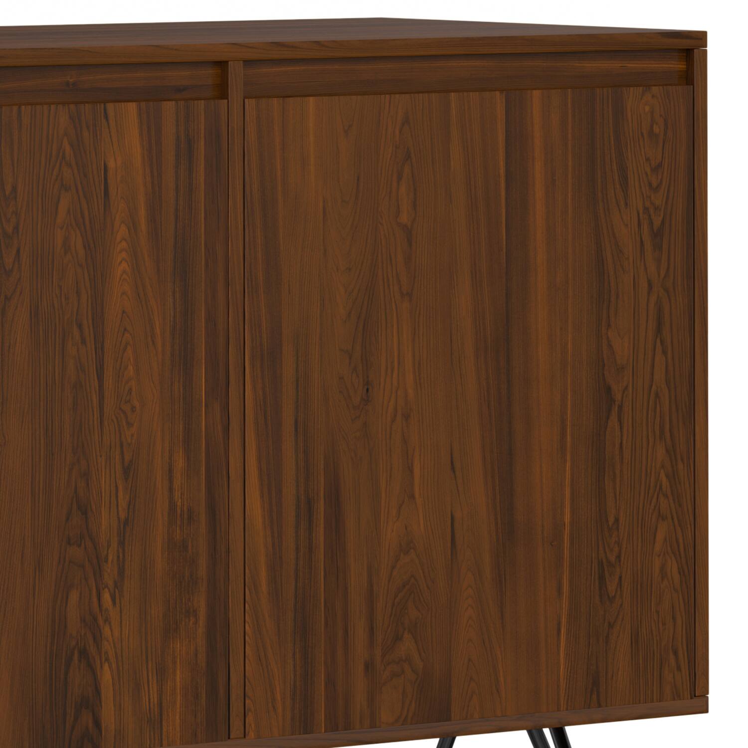 Alt View 7. Simpli Home - Hunter 3 Door Sideboard Buffet in Walnut Veneer - Walnut Veneer.