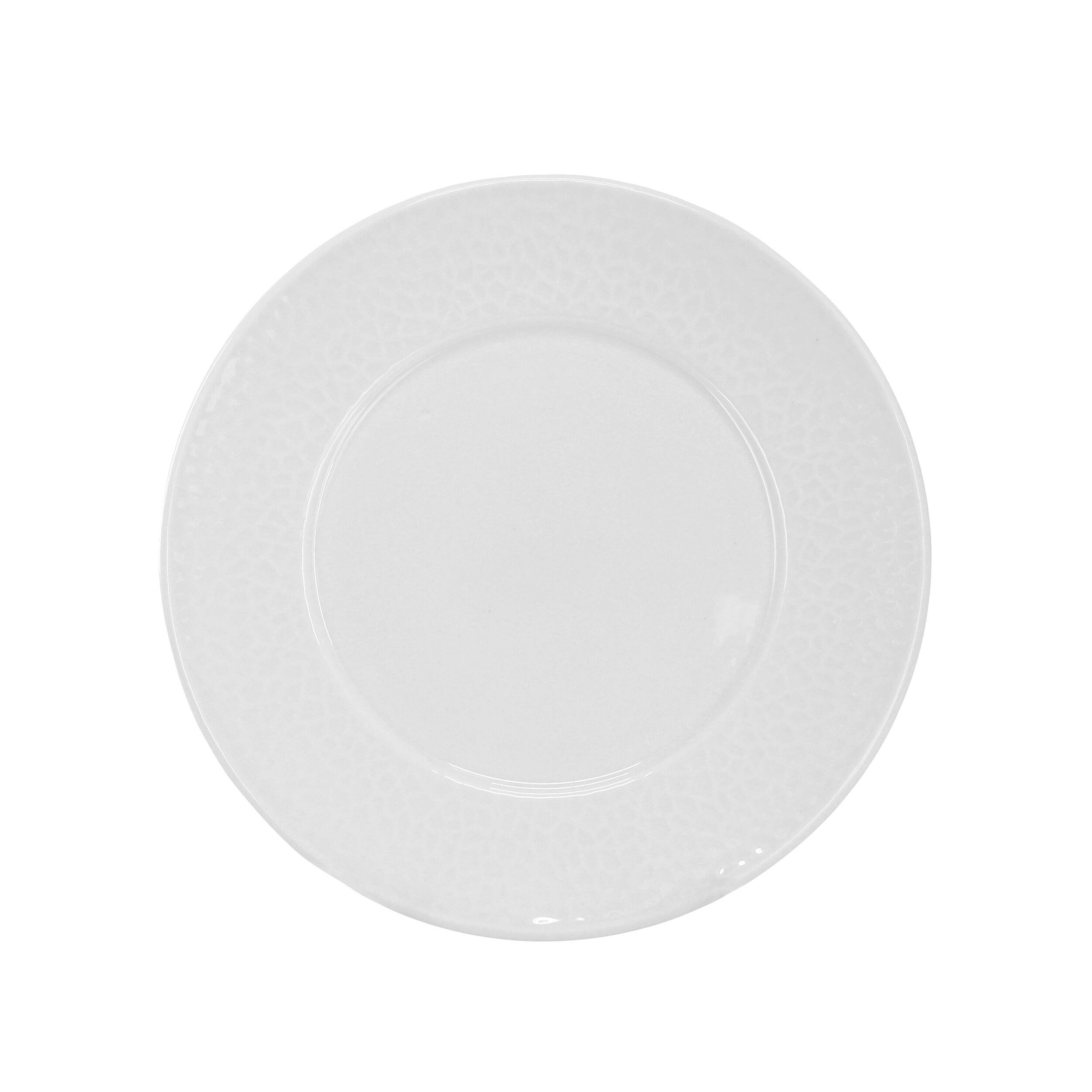 Alt View 3. Elama - Elama Soyer 16 Piece Textured Design Double Bowl Porcelain Dinnerware Set in White - White.