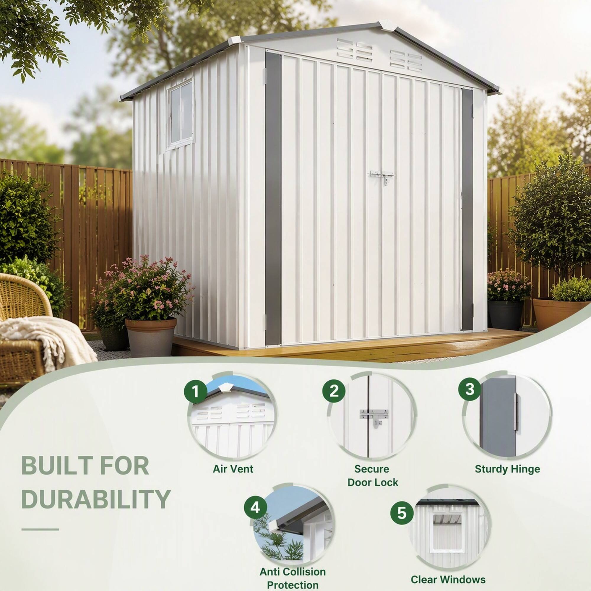 1. BUILT FOR DURABILITY
2. Air Vent
3. Secure Door Lock
4. Sturdy Hinge
5. Anti Collision Protection
6. Clear Windows