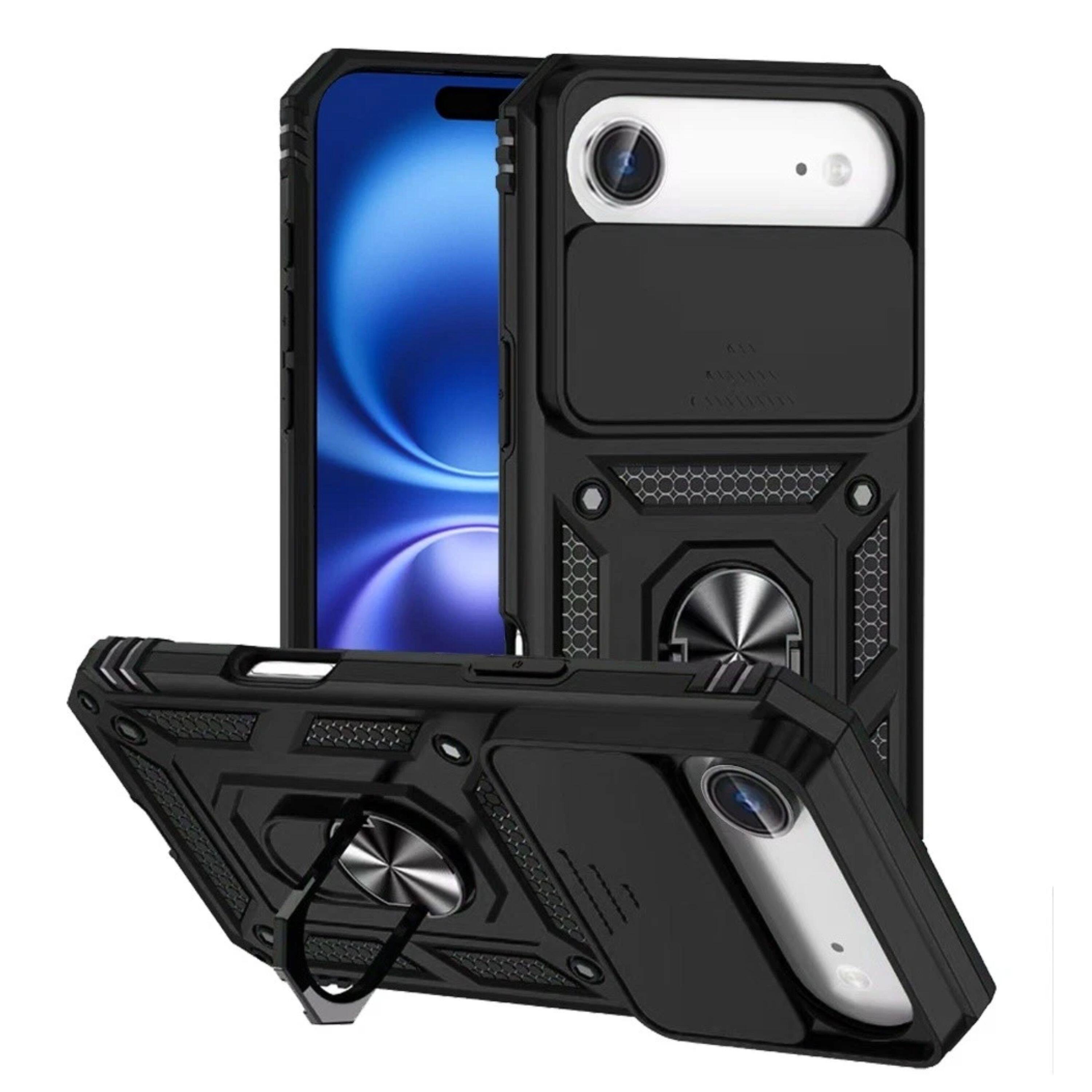 Kitcheniva - Shockproof Metal Ring Stand Phone Case With Lens Cover Tempered Glass For iPhone Air - Black price history on PriceWatchPro