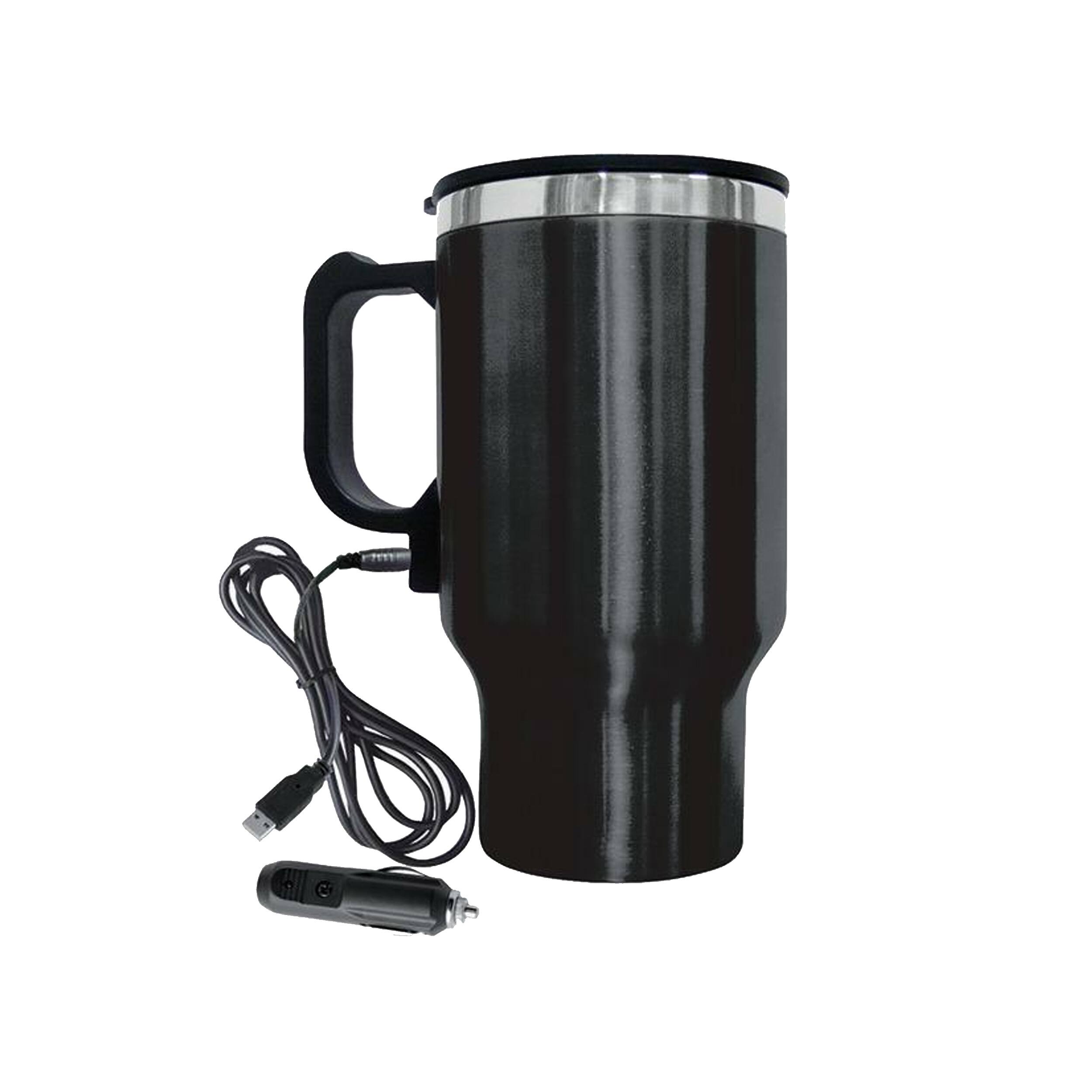 Front. Brentwood - Brentwood Electric Coffee Mug W/ Wire Car Plug - Black.