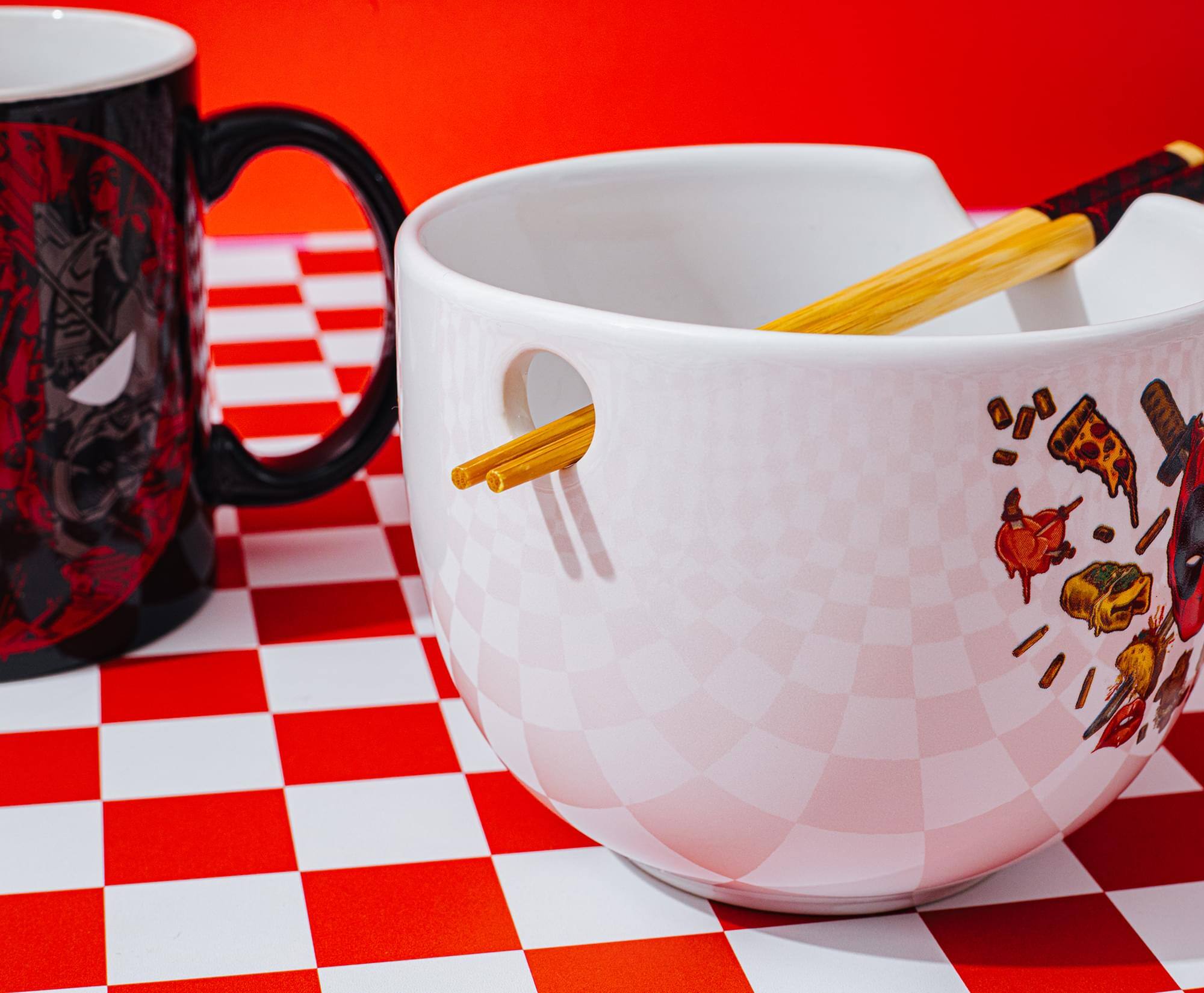 Alt View 3. Marvel - Marvel Deadpool Icons 20-Ounce Ramen Bowl and Chopstick Set - White.