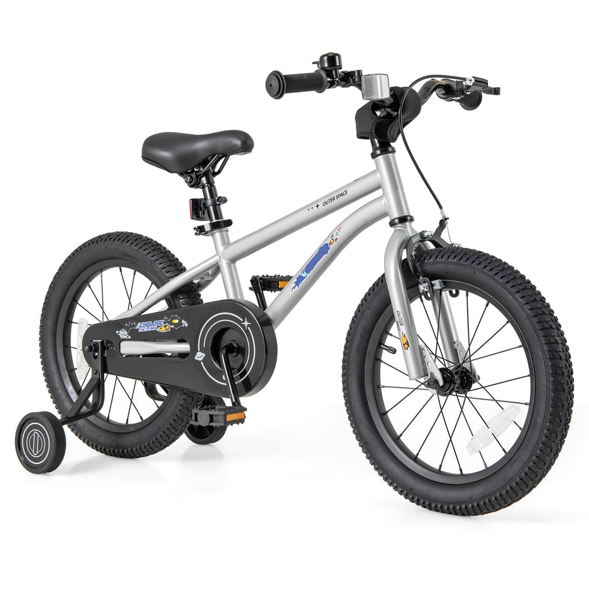 Costway - 16-Inch Kid's Bike for 4-7 Years Old with Adjustable Saddle & Anti-slip Handlebar - Silver