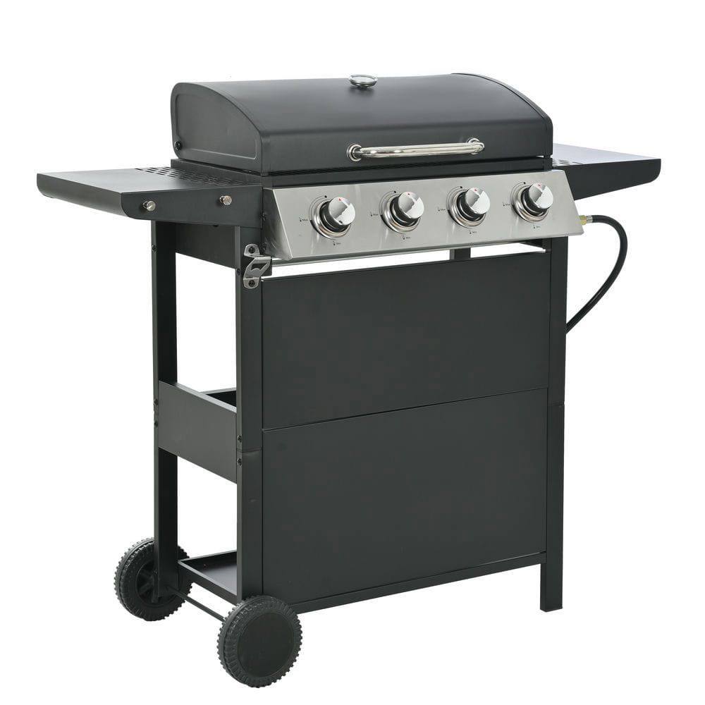 Alt View 6. Resenkos - Propane Gas Grill 4 Burner Barbecue Grill, Stainless Steel 34,000 BTU Patio Garden Barbecue Grill, Black.