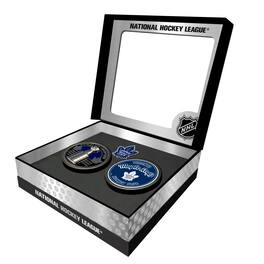 Mustang Drinkware - Toronto Maple Leafs Stanley Cup Retro Puck & 3D Cup Puck Gift Box Set - Multicolor