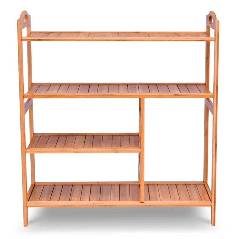 Kadyn - 4 Tiers Multifunction Bamboo Storage Shoe Rack for Entryway Hallway, Space-Saving Shoe Rack Organizer for Entryway - Brown