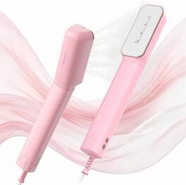Newbealer - 2 in 1Travel Steam Iron,Global Voltage Adjustable Steamer,Fast Heating Dry Iron with 360° Leak-Proof,Auto-Off,Self-Clean - Pink