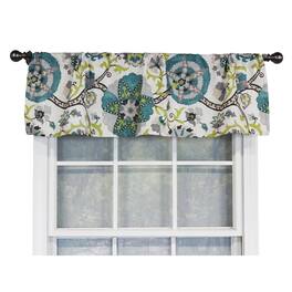 RLF Home - Floribunda Tailored 100% Cotton with Fully Lined 3" Rod Pocket Valnance for Windows 50" x 14" - Turquoise