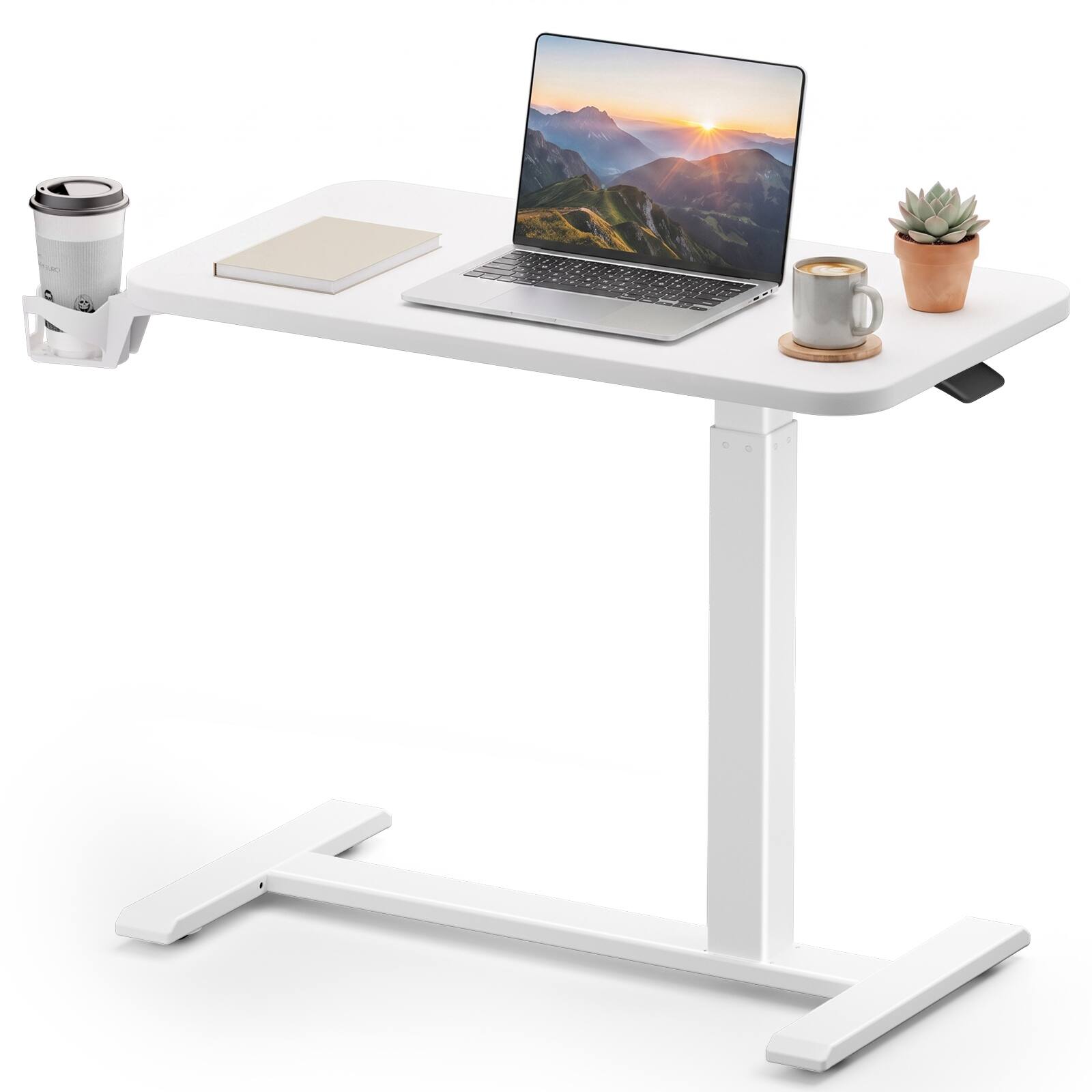 Front. CloudRest Pro - Adjustable Height Standing Desk with Hidden Wheels Portable Rolling Laptop Desk 32 IN W Mobile Sit Stand Desk - White.