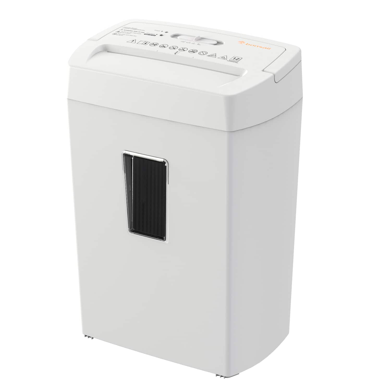 Front. Bonsaii - Heavy-Duty Cross-Cut Shredder - Handles up to 12 Sheets at Once - 5.5-Gallon bin with a Transparent Window - White.