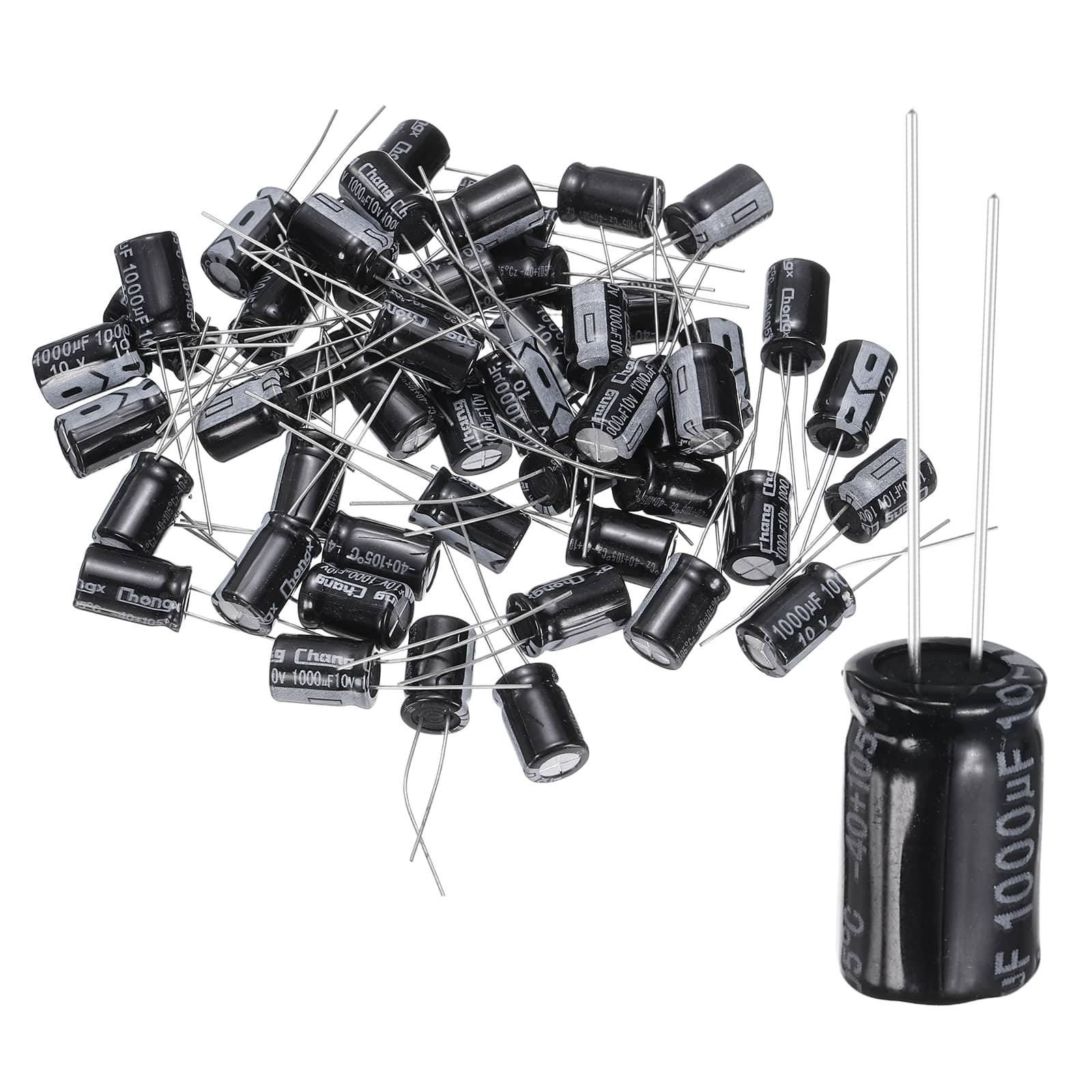 Unique Bargains - 1000uF 10V 8x12mm Electrolytic Capacitor, 105C High Temp Radial Leads, for TVs/LCDs/VCD, 60pcs - Black price history on PriceWatchPro