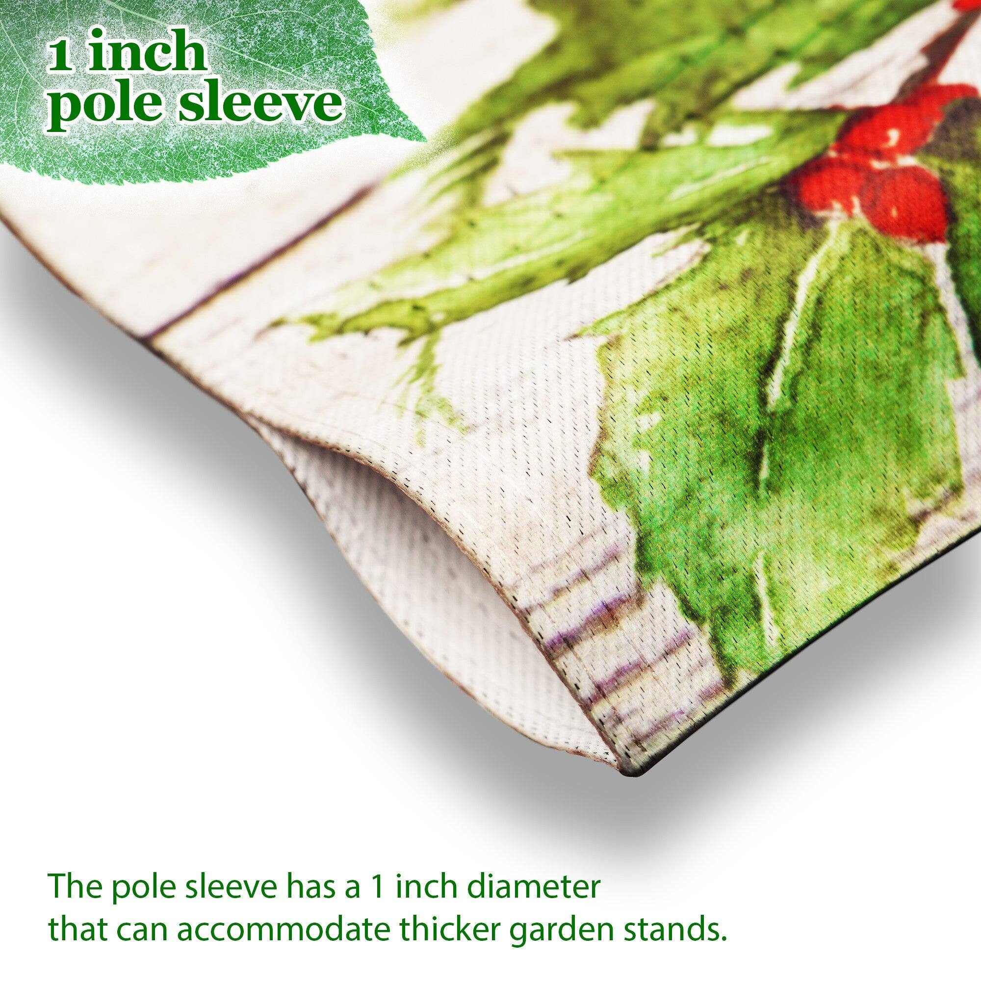 1 inch pole sleeve

The pole sleeve has a 1 inch diameter that can accommodate thicker garden stands.