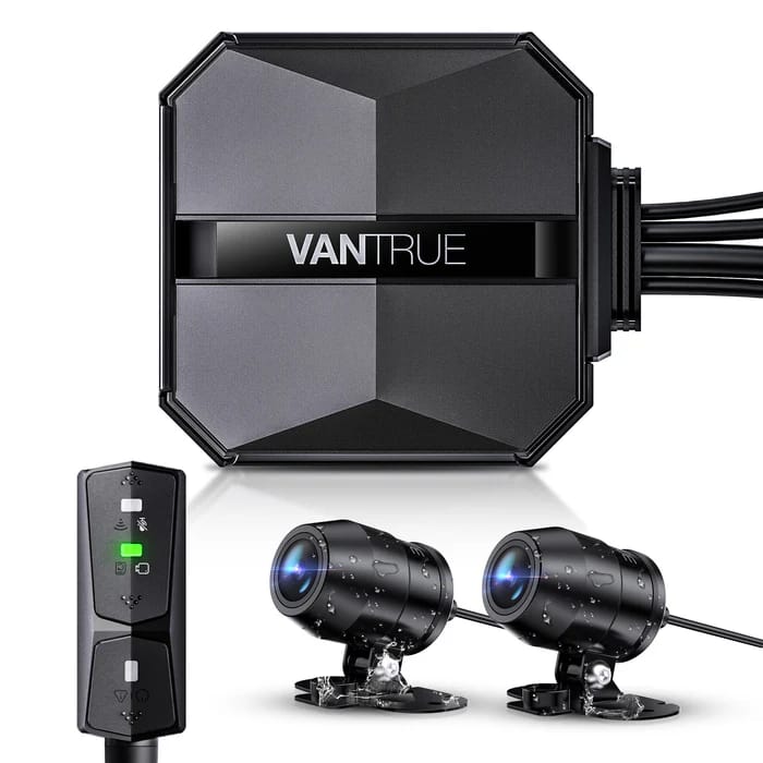 Front. Vantrue - Vantrue - F1 Motorcycle 4K Front&Rear Dash Cam, Waterproof, GPS Wi-Fi, Night Vision, G-Sensor, Parking Mode - Black.