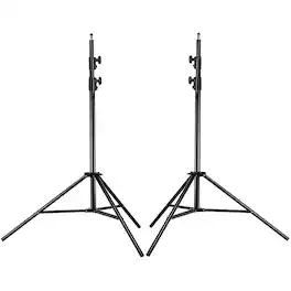Neewer - Heavy-Duty 9ft Spring-Loaded Light Stand (2-Pack) - for Studio Strobes, Softboxes, and Portrait Lighting - Black