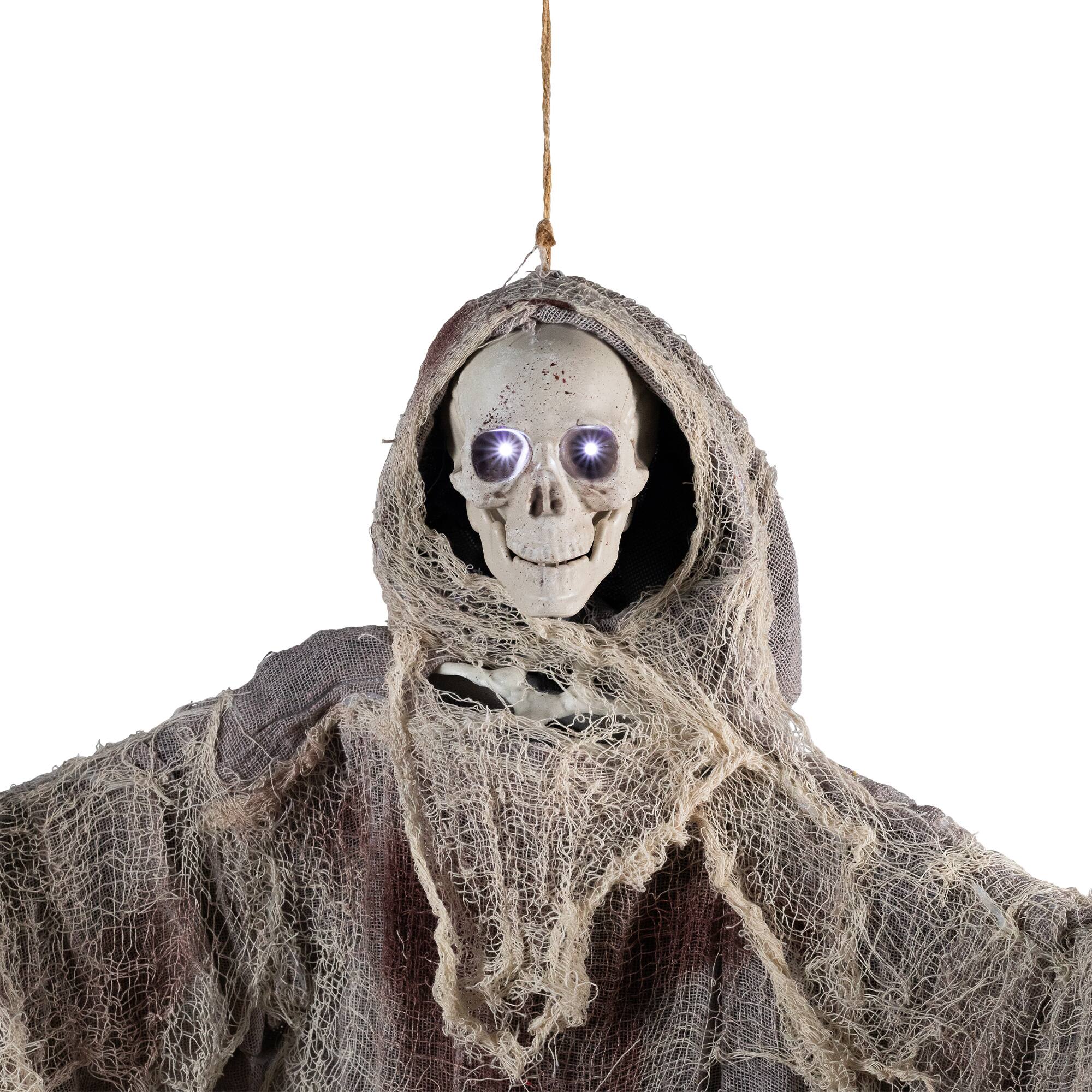 Alt View 4. Northlight - Lighted Touch Activated Hanging Death Reaper Halloween Decoration - 36" - Gray.