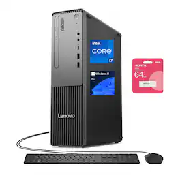 Lenovo - ThinkCentre neo 30s Desktop - Intel Core i7-13620H with 32GB DDR5 RAM – 1TB SSD – Wired K & M - Adata 64GB USB Drive - Black