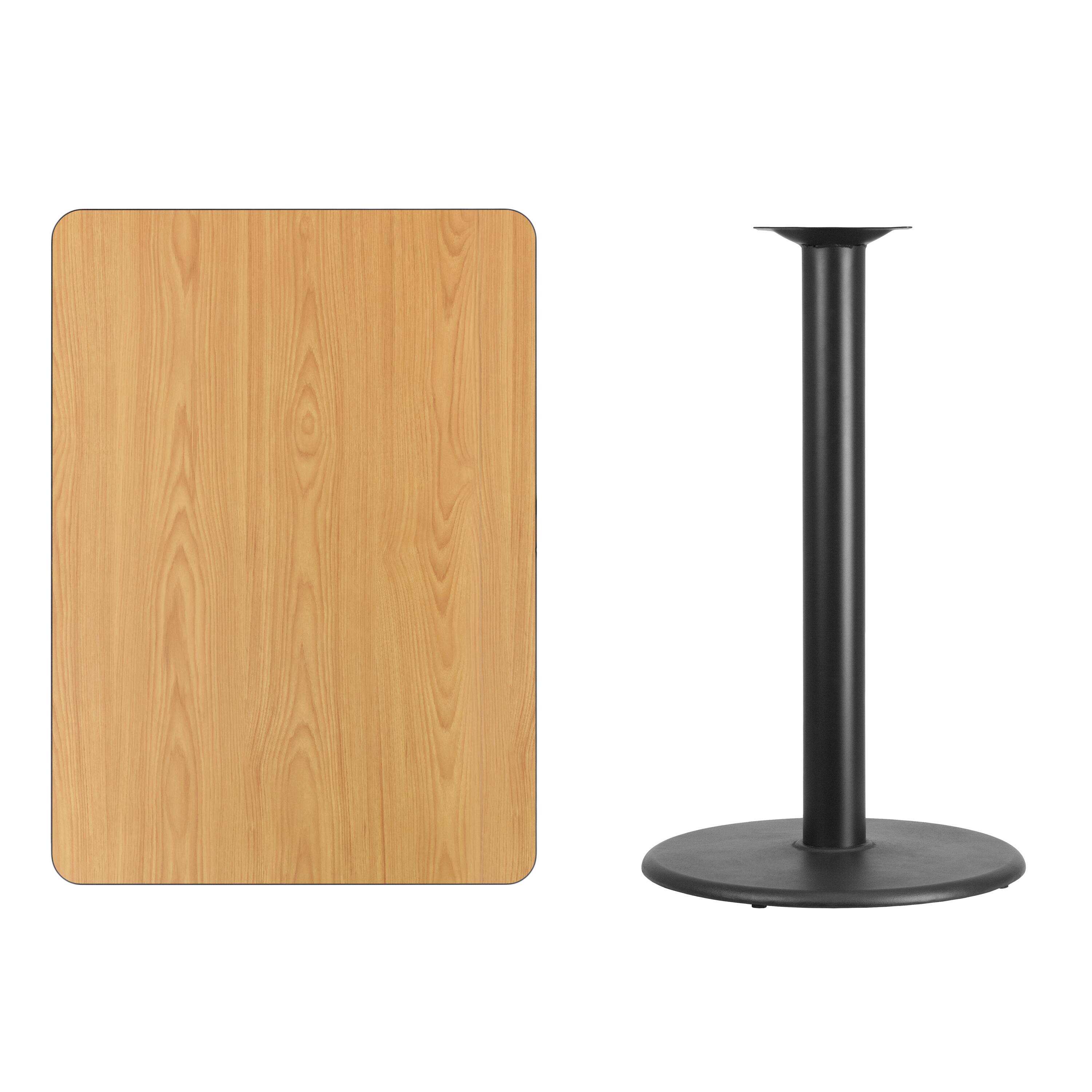 Alt View 2. Emma + Oliver - 30"x42" Rectangular Laminate Bar Table with 24" Round Base - Natural.