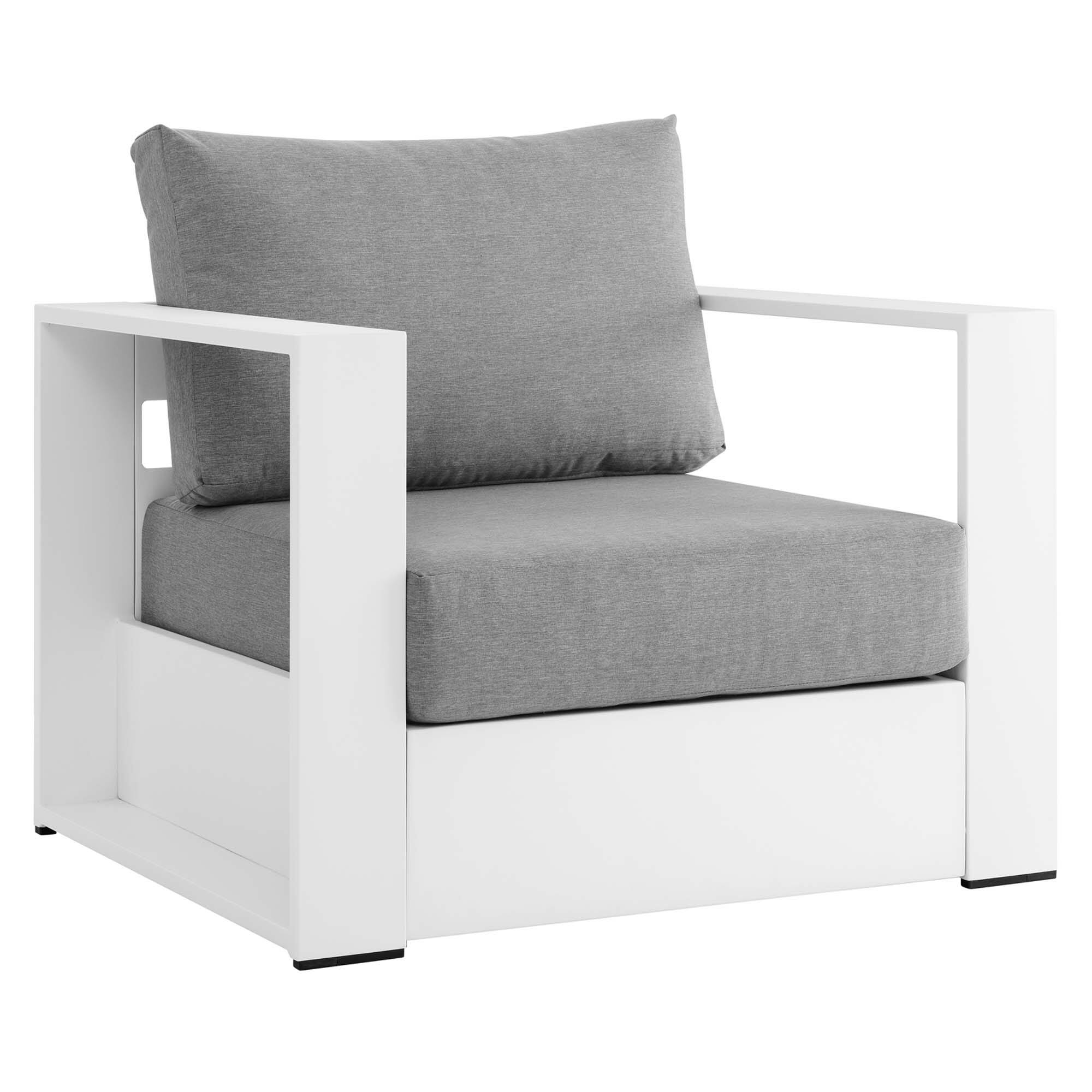 Alt View 2. Modway - Tahoe 2-Piece Outdoor Patio Powder-Coated Aluminum Armchair Set by Modway - White Gray.