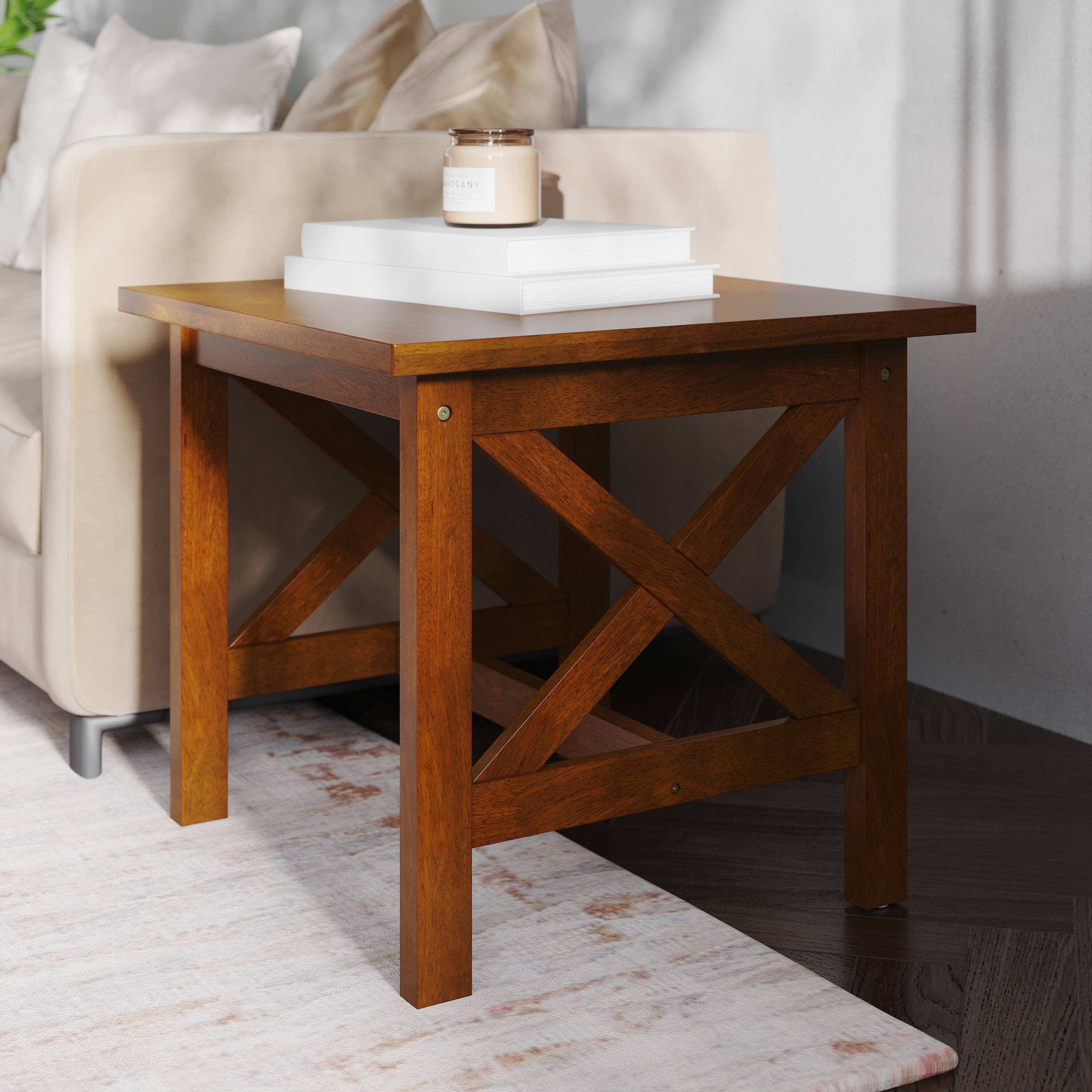 Alt View 3. Emma + Oliver - Mitchell Solid Wood Farmhouse Style End Table - Walnut.