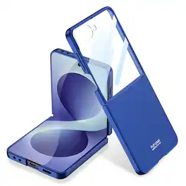 Dteck - Ultra Slim Case For Samsung Galaxy Z Flip8 Built-in Screen Protector Shock-Absorbent Hard PC Cover - Darkblue