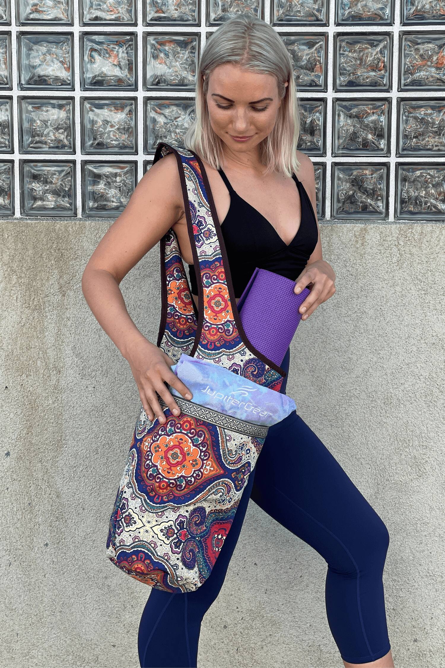 Alt View 7. JupiterGear - Yoga Mat Carrying Tote Bag with Large Size Pockets | Multipurpose and Fit Most Size Mats - Exotic Saffron.