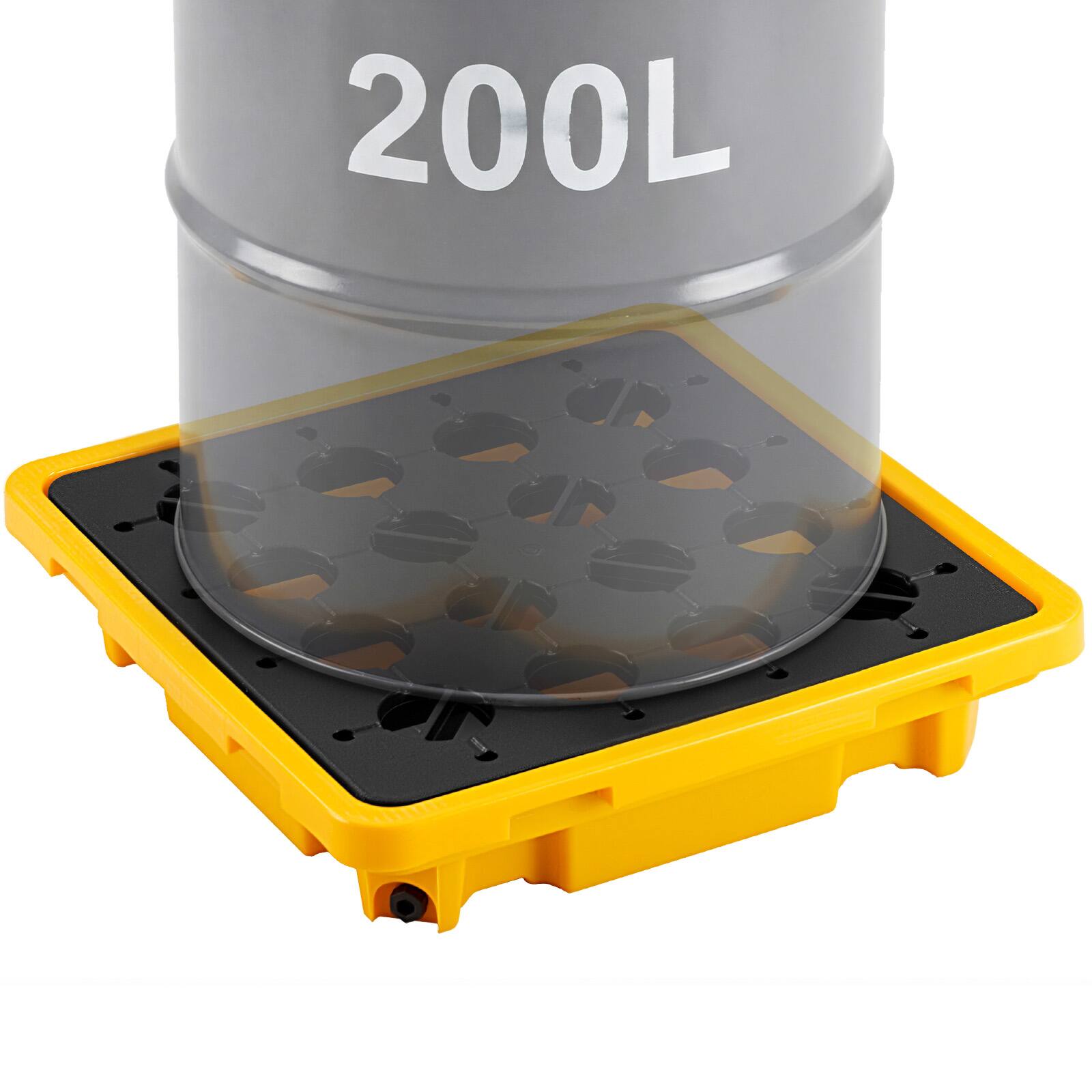 Front. VEVOR - Spill Containment Pallet,1 Drum Low Profile Spill Containment Modular Platform, 11.4 Gallon Sump, 1543 lbs Load Capacity - Black;Yellow.