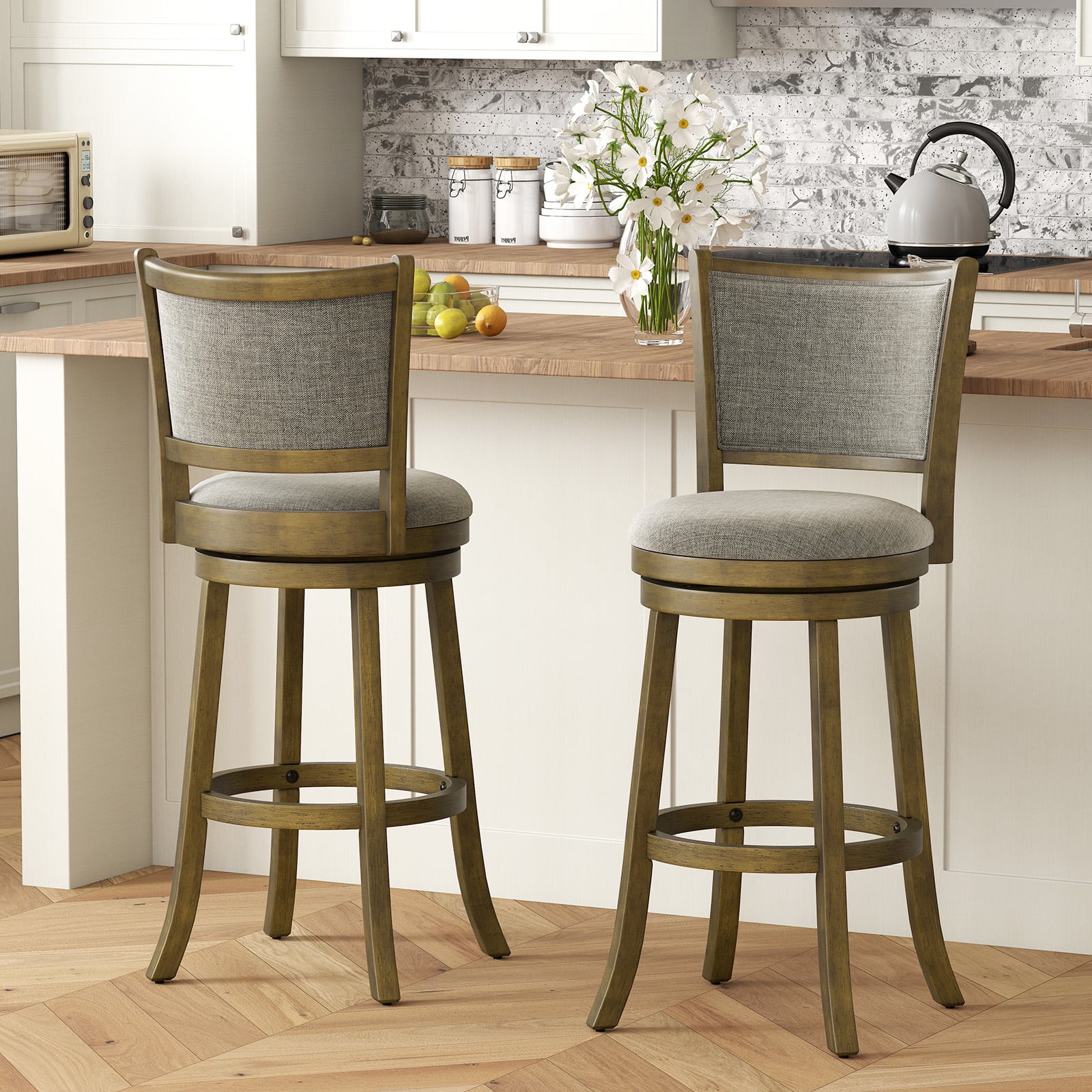 Gymax Swivel Bar Stools Set of 4 30 Inch Bar Height Chairs w
