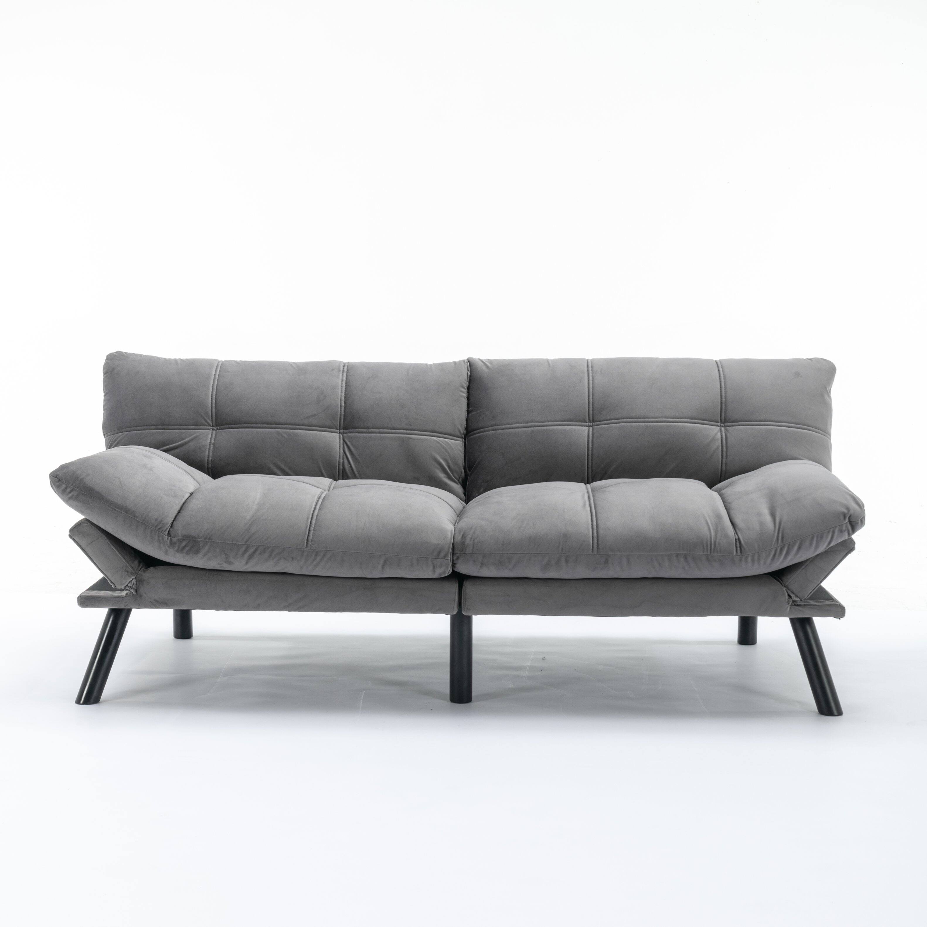 Tiramisubest - Convertible Foldable Modern Sofa Bed,Futon Lazy Sofa Bed,Comfy Small Couch for Living Room and Bedroom - LIGHT GREY