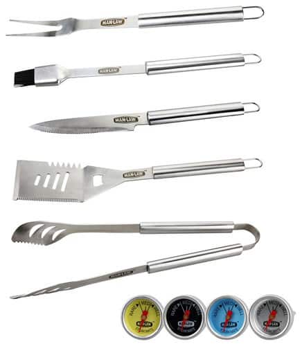 Angle. Man Law - BBQ Tool Set - Stainless-Steel.