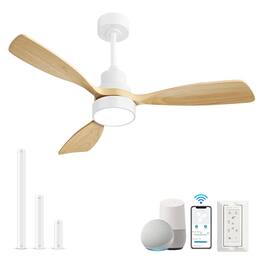 Sofucor - 48 Inch Smart Ceiling Fan with Integrated LED Lights and Remote/APP Control Work with Alexa/Google for Bedroom Farmhouse - White-Burley Wood