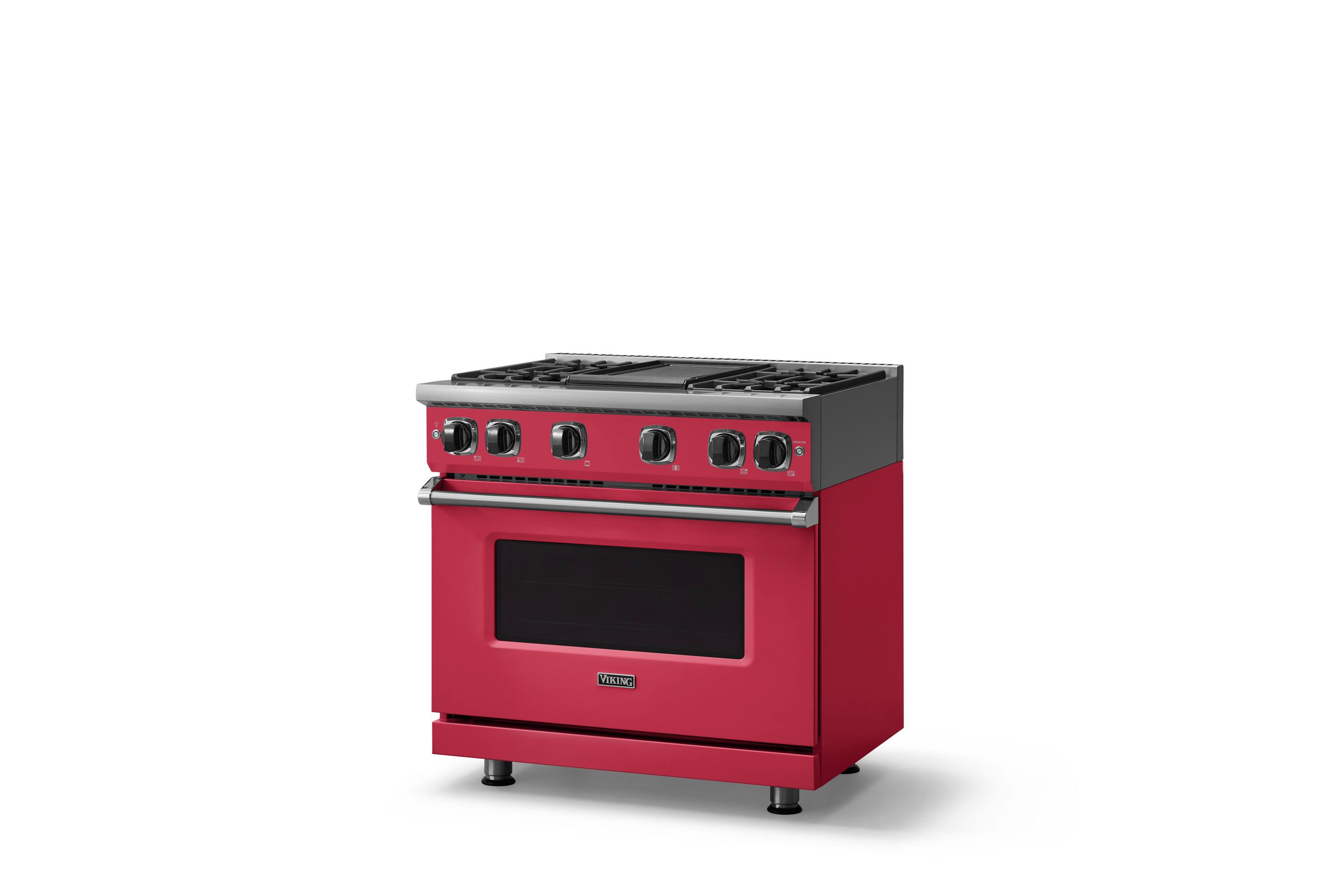 Angle. Viking - Pro 7 Series 5.6 Cu. Ft. Freestanding Sealed 4 Burner LP Gas Convection Range/Griddle - Valentine - Valentine.