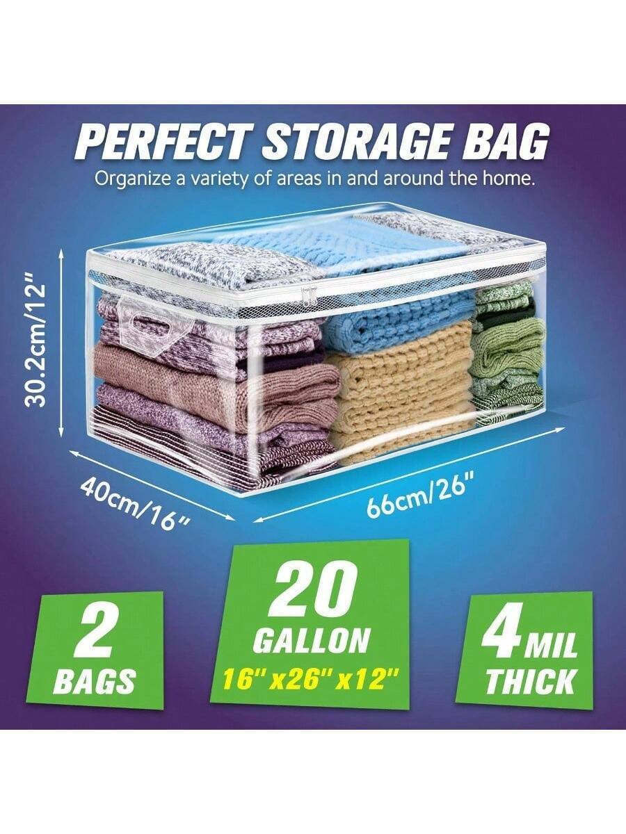 PERFECT STORAGE BAG  
Organize a variety of areas in and around the home.  

30.2cm/12"  
40cm/16"  
66cm/26"  

2 BAGS  
20 GALLON  
16" x 26" x 12"  
4 MIL THICK