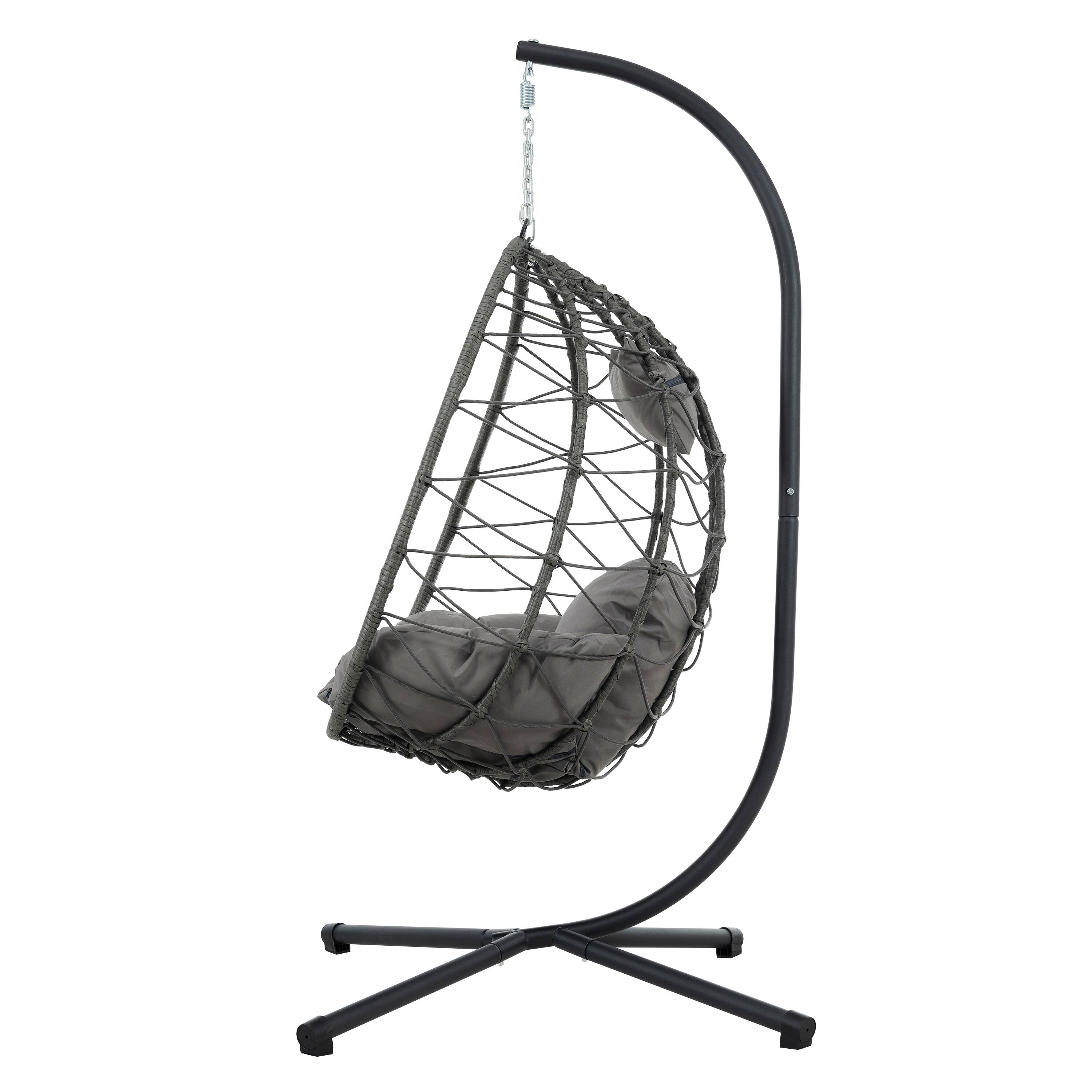 Alt View 3. APRILSOUL - Egg Chair with Stand Indoor Outdoor Swing Chair Patio Wicker Hanging Egg Chair with Stand - Brown.