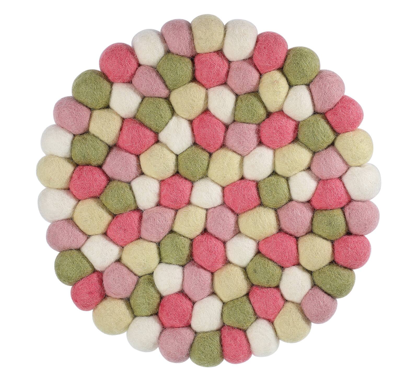 Front. Cilio - Fair Trade Virgin Sheep Wool Trivet, Handcrafted in Nepal, 8.5-Inch Round, Orange/Grey - Orange.