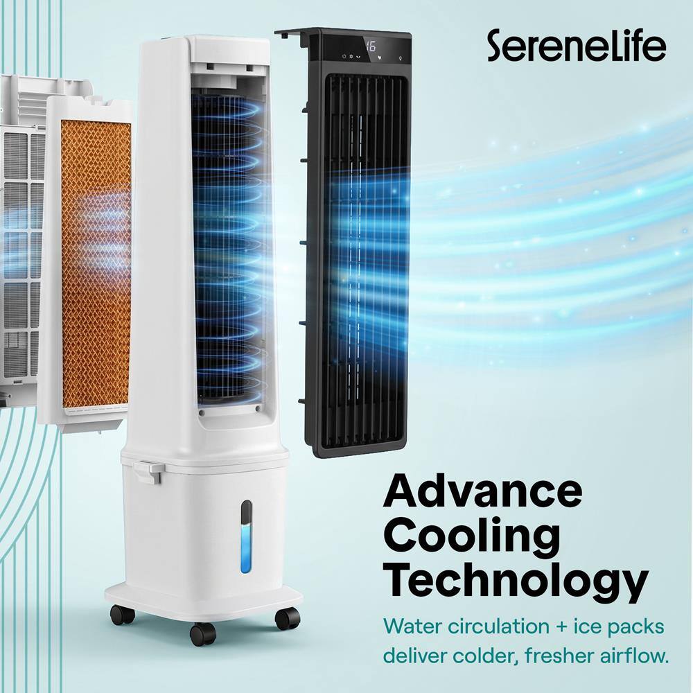 16 4 Serenelife Advance Cooling Technology Water circulation + ice packs deliver colder, fresher airflow.